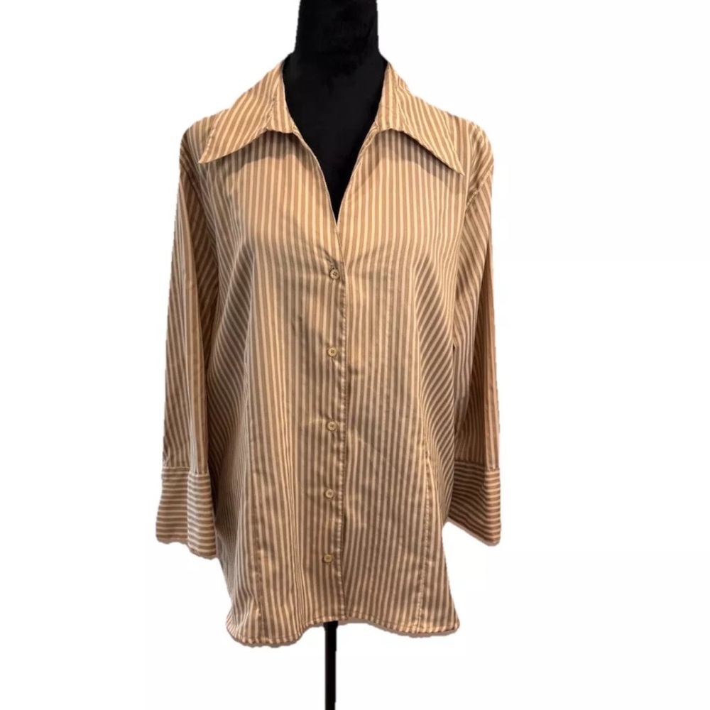 Harve Benard 90s/Y2K lightweight cotton blend ladies casual button down 1X blous